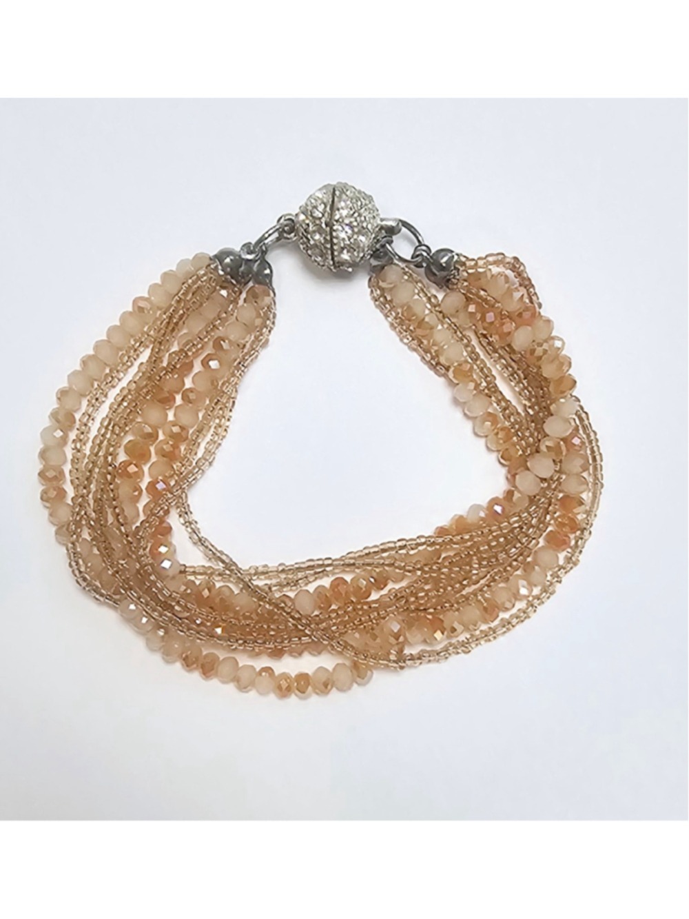 Peach Iridescent Multi Strand Bracelet